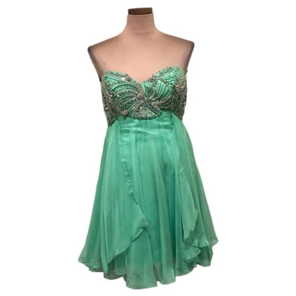 NWT Sherri Hill Prom Dress Size 2 Pastel Green Rhinestone Mini Style 3846 - Picture 1 of 9